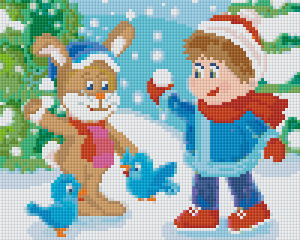 Boy and Rabbit in the Snow 4 Baseplate Kit